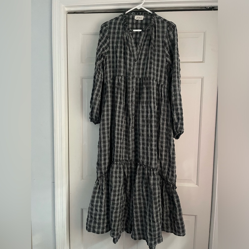 Aura Black and White Plaid Dress Size Small